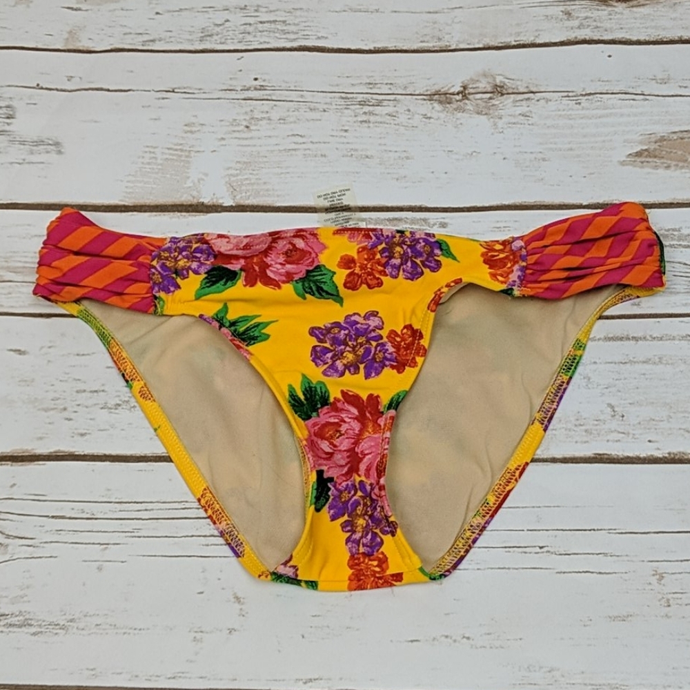 Delia's Golden Yellow Floral Bikini Bottoms M